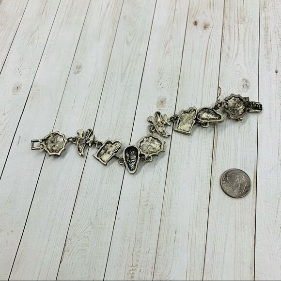 Silver Black Enameled Halloween Bracelet - Picture 2 of 2